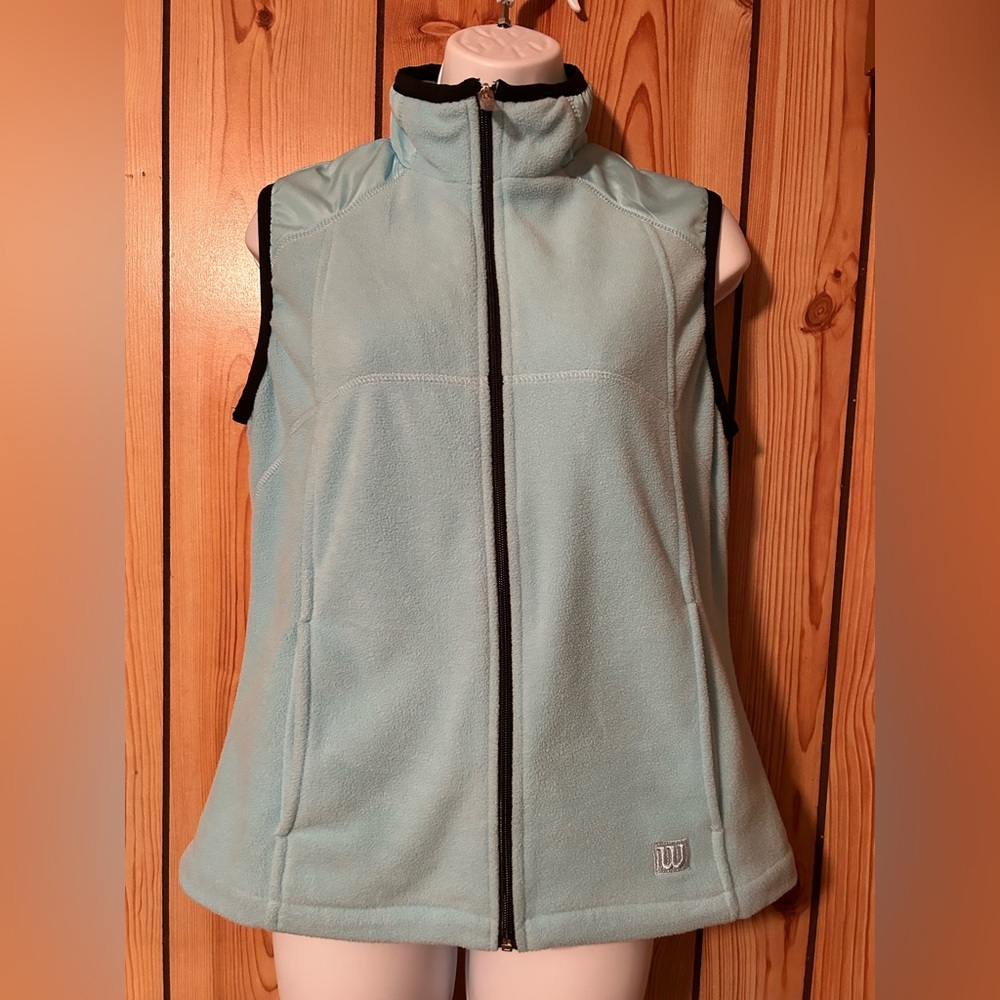 Wilson Women’s Vest Fleece Blue Mesh Size M Back Pocket Zipper bicycle Athletic